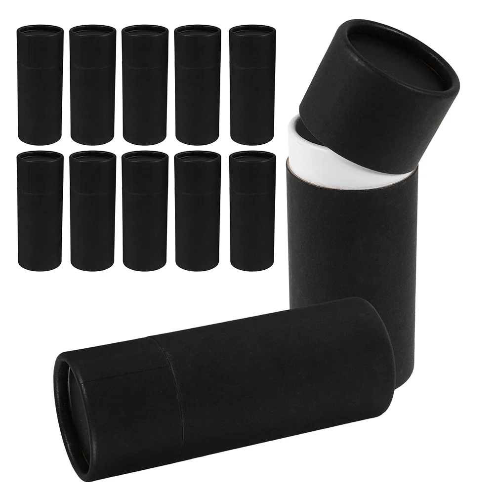 

12 Pcs Kraft Paperboard Tube Essential Oil Bottle Case of Packaging Tubes Black Travel