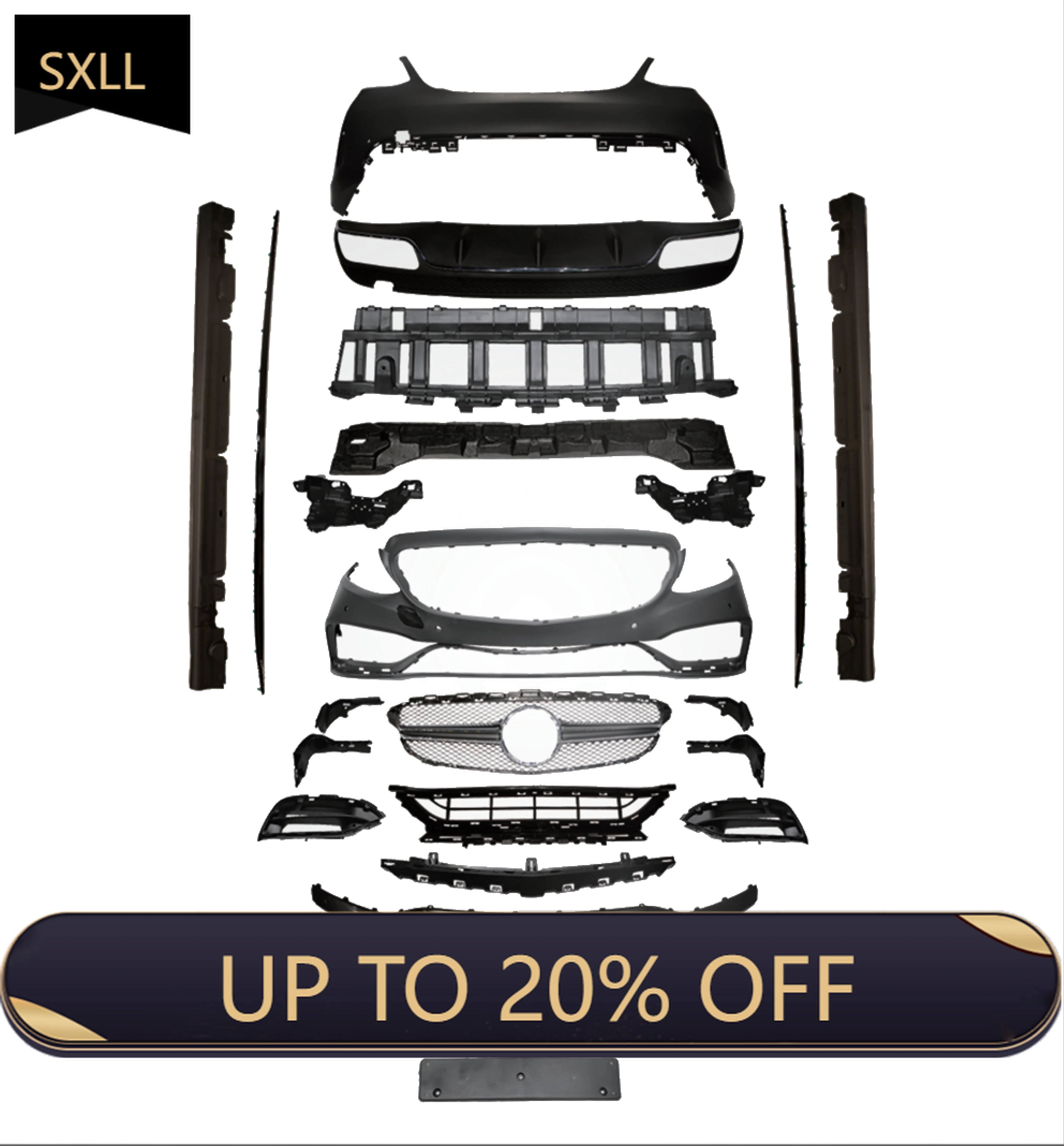 

SXLL C63 W205 C63 body kit for C63 2014 2017 car front and rear bumpers and intake grilles