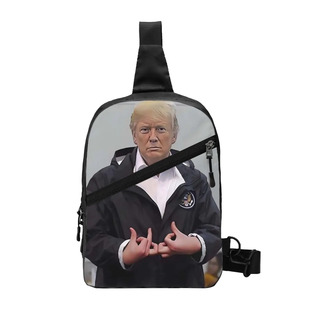 Donald Trump Suwoo Gang Sign Chest Bag Men Sling Crossbody Backpack Chest Bag Traveling Hiking Daypack Shoulder Bag