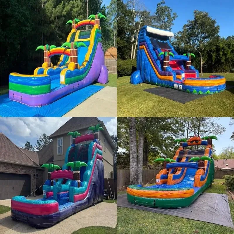 Commercial Outdoor PVC Inflatable Water Park Slide with Fountain Large Capacity for Groups and Kids Rental Event Activity