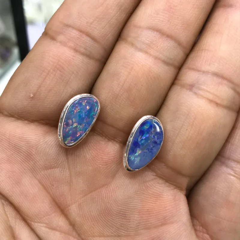 

100% Natural Opal Earrings Sterling 925 Silver Gemstone Origin Australia for Women Anniversary Party Hand Made Jewelry Gift