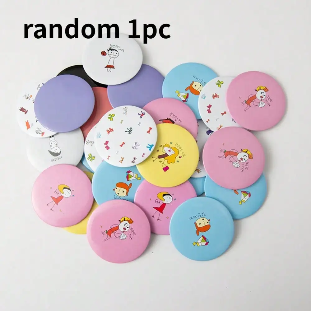 مرآة يد دائرية صغيرة لطيفة على شكل رسوم كرتونية، مرآة مكياج جيب محمولة عالمية #1