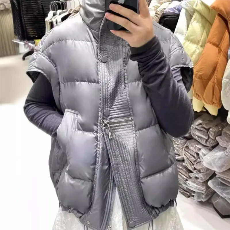 

Loose down vest stand collar sleeveless down jacket women's thickened warm outerwear