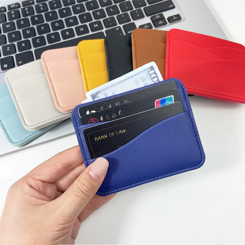 

4 Cards Slots Thick Leather Id Card Holder Credit Card Holder Large Cards Wallet Women's Bus Card Case Gift for Girls Kids