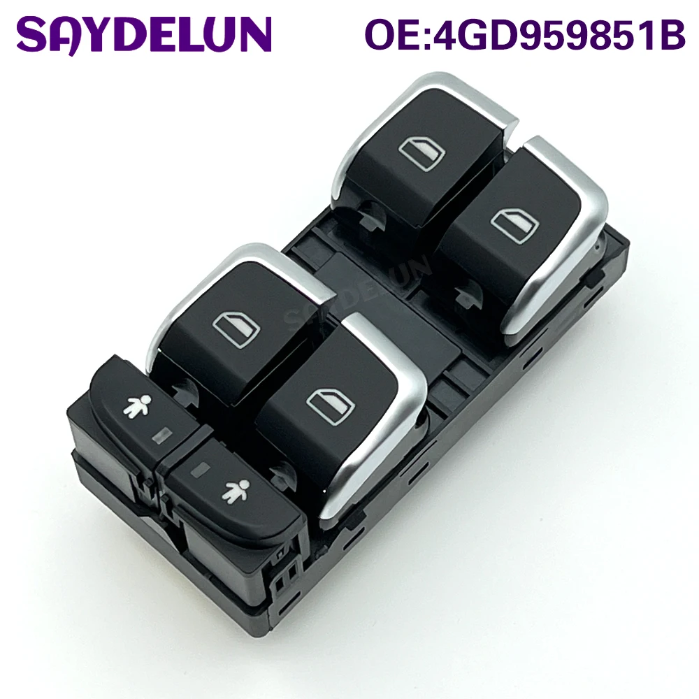 

4GD959851B 4G0959851 Car Power Master Control Window Switch Button For AUDI A7 A6 Q3 DriverSide Window HighQuality Chrome Button