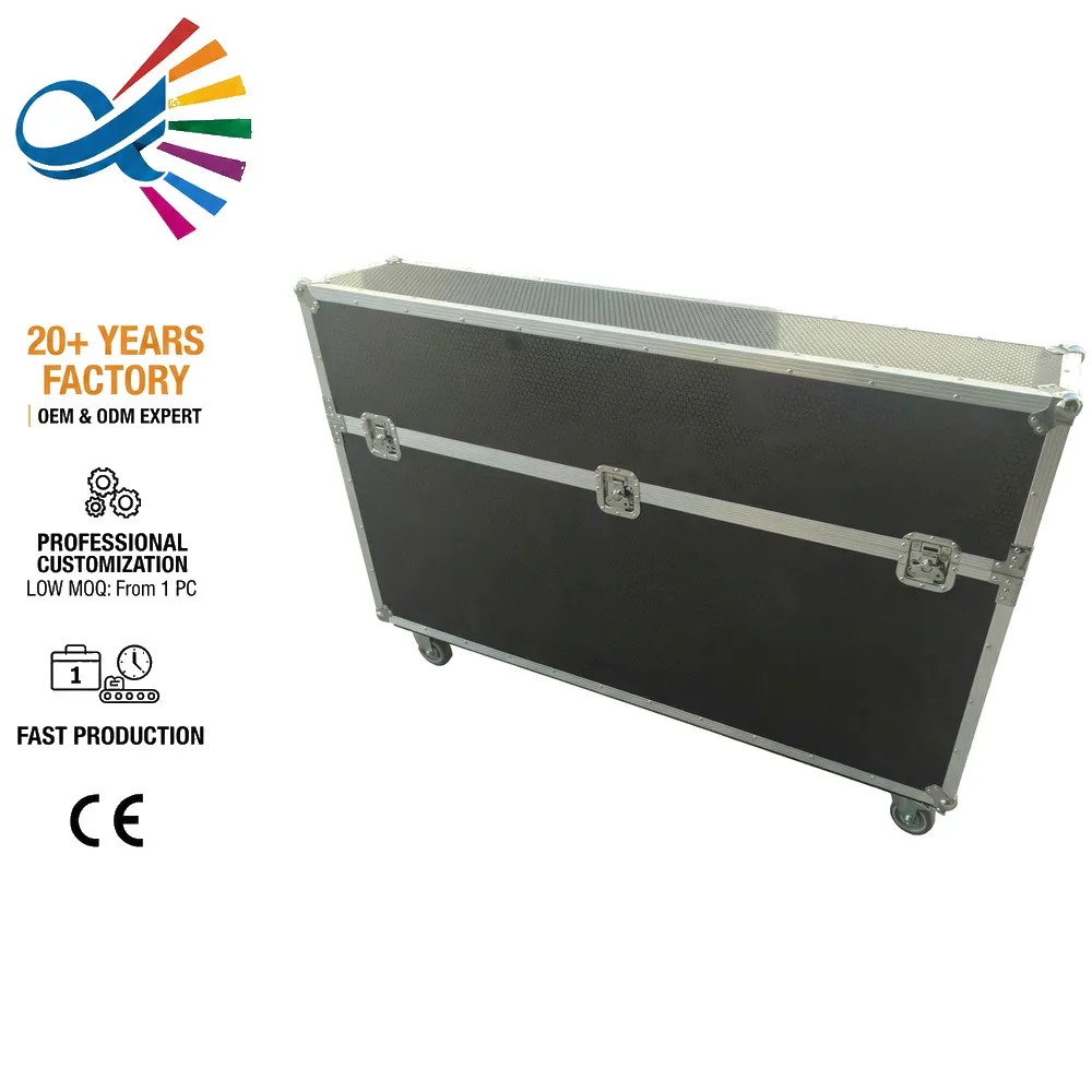 

Heavy Duty TV Flight Case for 55 65 75 85 86 Inch Flat Screen LCD LED Plasma Monitor Road Box with Wheels for Event Tour Pro
