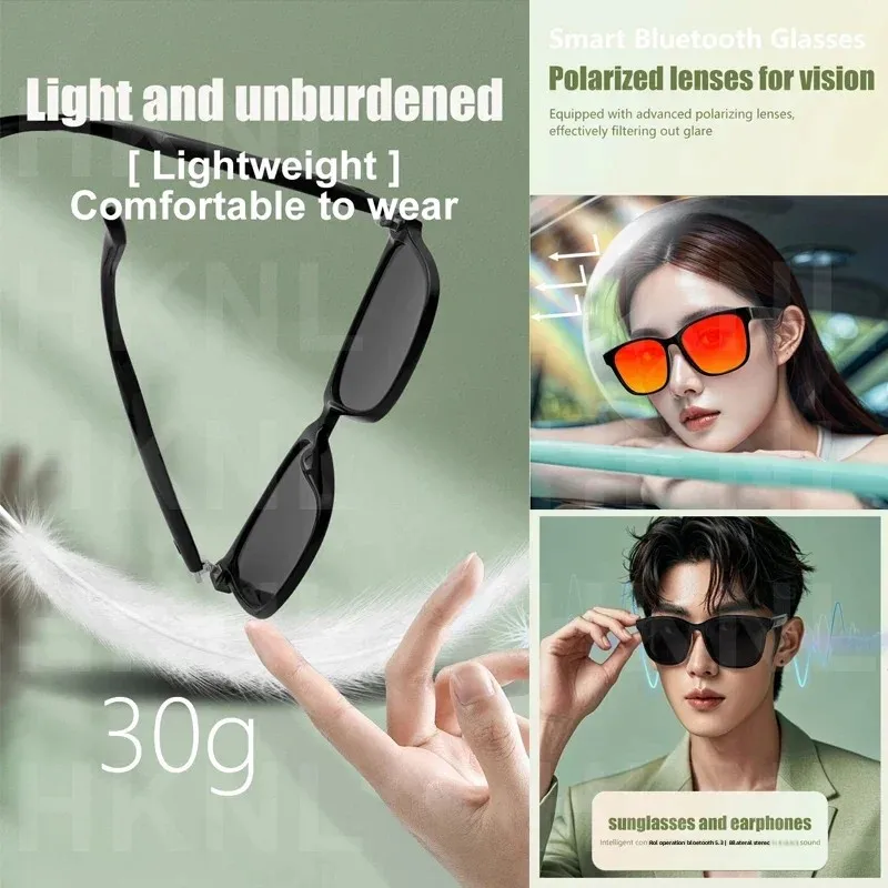 New Bluetooth smart glasses technology audio call remote headset sunglasses sports driving music earbuds headphones men's women