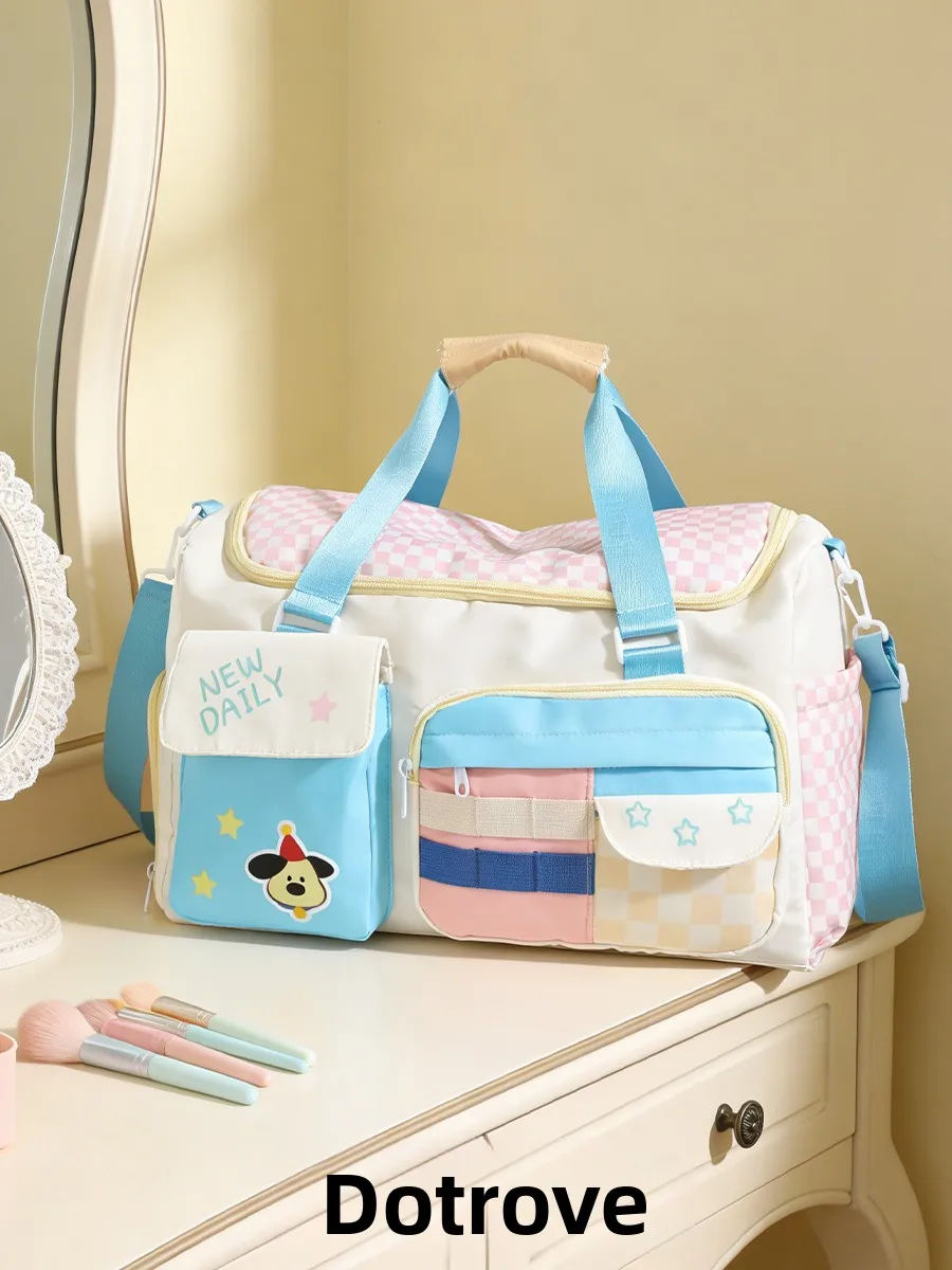 dutao-cute-dopaamine-color-block-short-trip-bag-large-capacity-sport-fitness-handbag-for-women-spring-summer-travel-bag