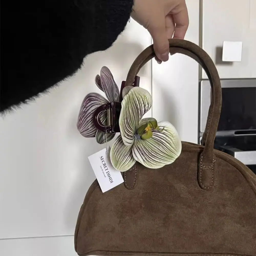 

Butterfly Orchid Flower Hair Claw Bohemia Barrettes Shark Clip Orchid Hair Clip Korean Style Headwear Ponytail Clip