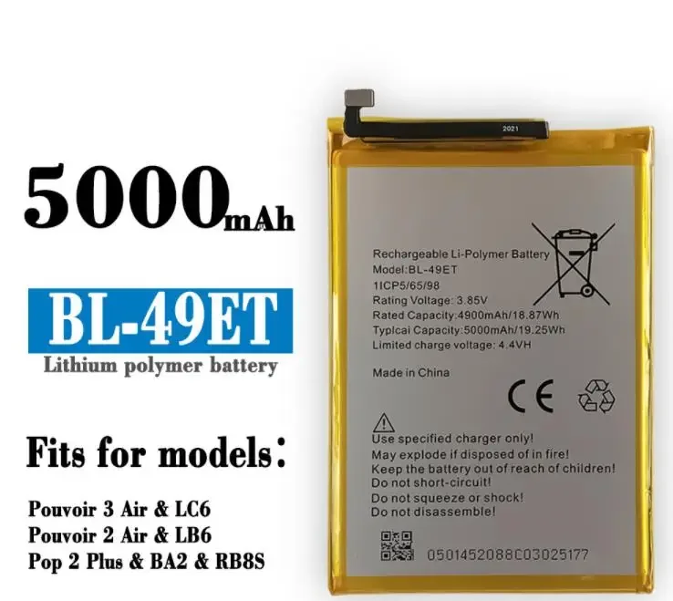 Baterai BL-49ET ponsel Tecno Lb6/LC6/POP2 (POP2 plus) Ba2