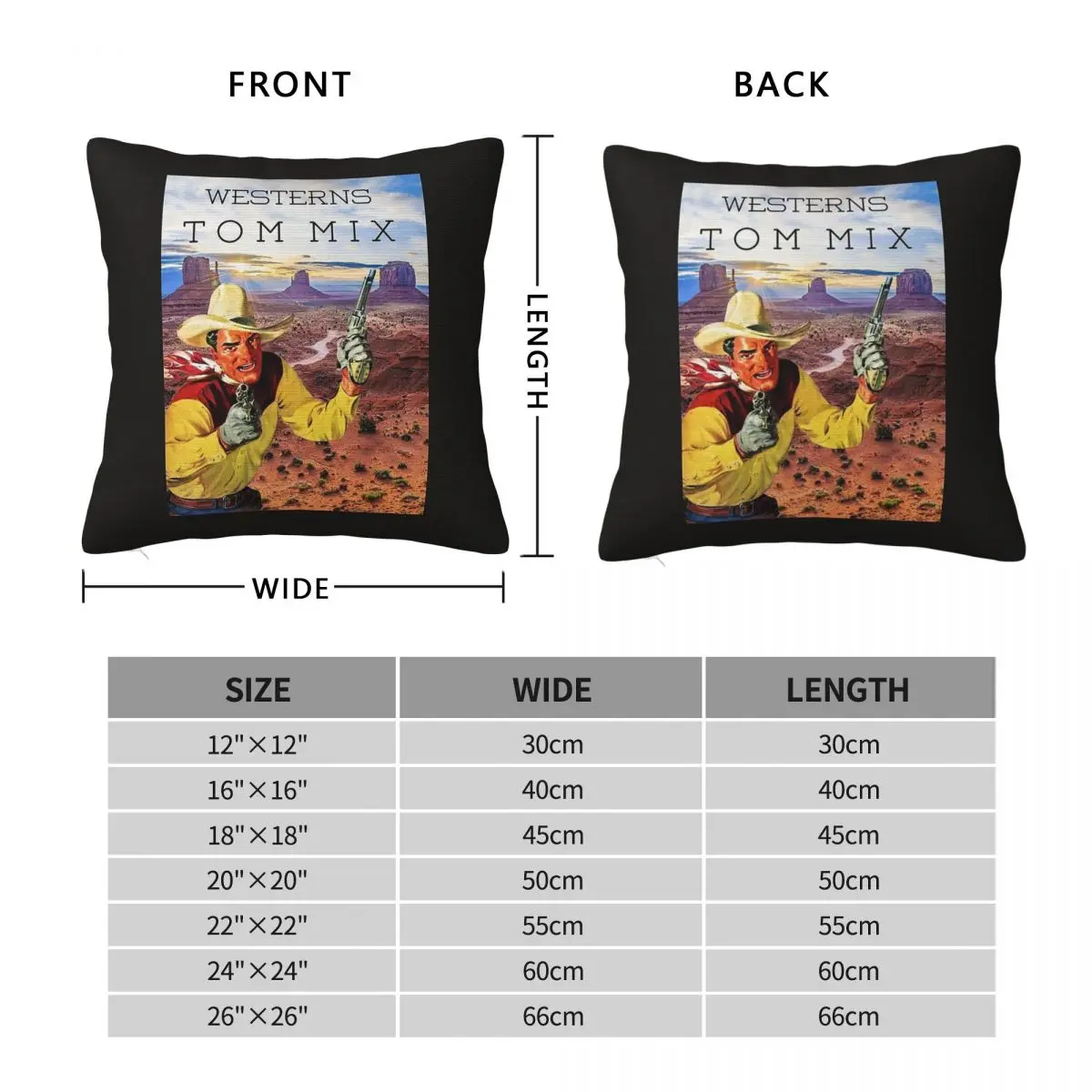 Tom Mix Westerns Cowboy Square Pillowcase Polyester Linen Velvet Pattern Zip Decor Throw Pillow Case Sofa Seater Cushion Case