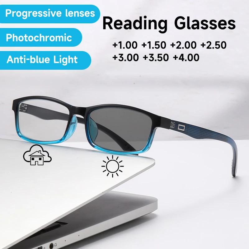 Anti-blau Licht Progressive Lesebrille Für Frauen Männer Multifokale Brillen Photochrome Weit Und Nah Vision Brillen
