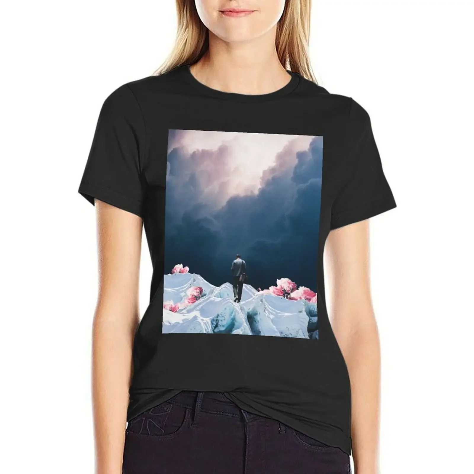 

The Path to Solitude is full of Winter Roses T-Shirt Short sleeve tee shirts graphic tees anime clothes funny t shirts for Women