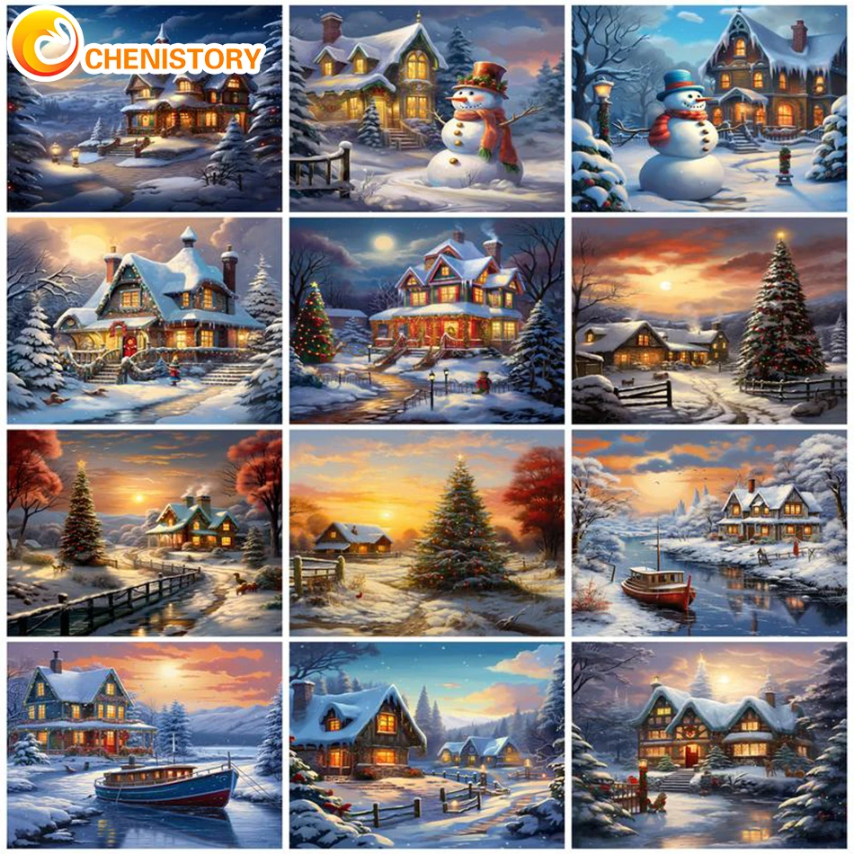 

CHENISTORY 40x50cm Paint By Numbers For Adult DIY Winter Landscape Horse Paint For Painting By Numbers On Canvas Home Decor