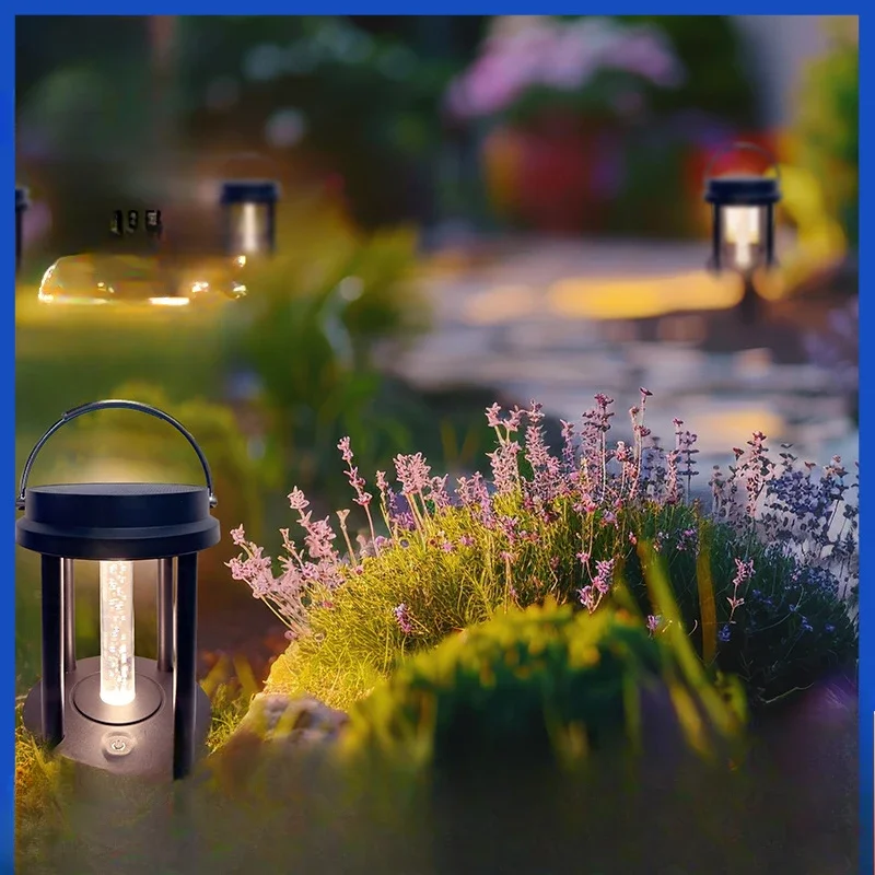 2Pcs/Lots Solar Outdoor Camping Light Bubble Crystal Column Outdoor Patio Portable Ambient Light