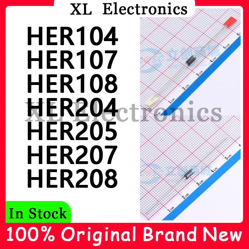 100 Piezas/lote HER104 HER107 HER108 HER204 HER205 HER207 HER208 Nuevo Original