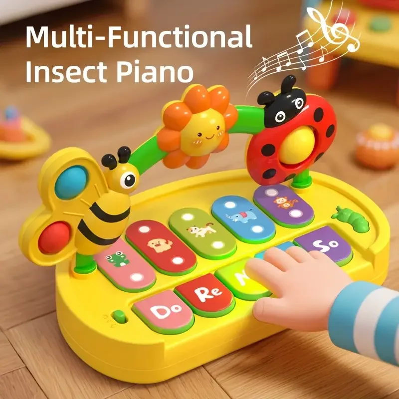 Baby Colorful Insect Musical Instrument, 0+ Baby Early Education Smart Electronic Piano Toy for Boys and Girls Gift