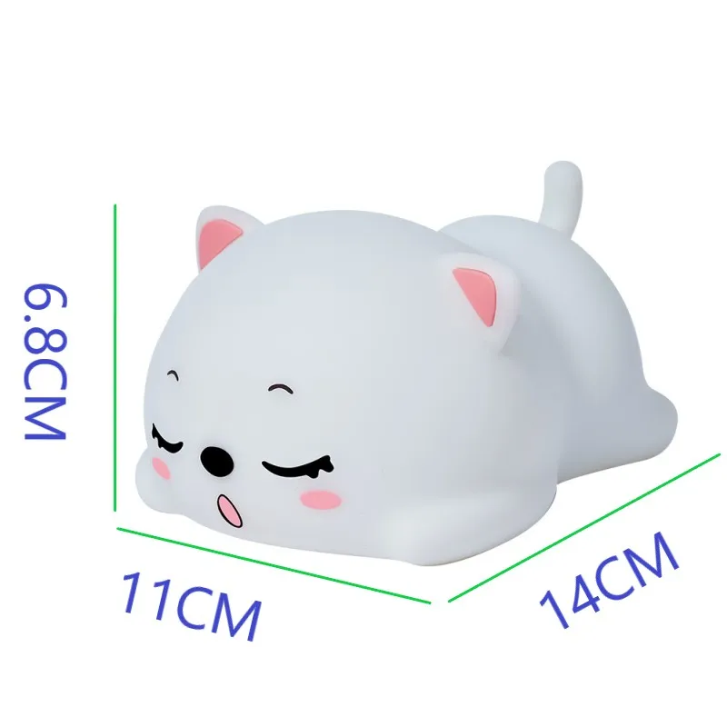 Baby Gift Touch Sensor Lamp Lovely Cat USB Rechargeable Silicone LED Night Light Bedroom Bedside Night Lamp with Remote for Kids