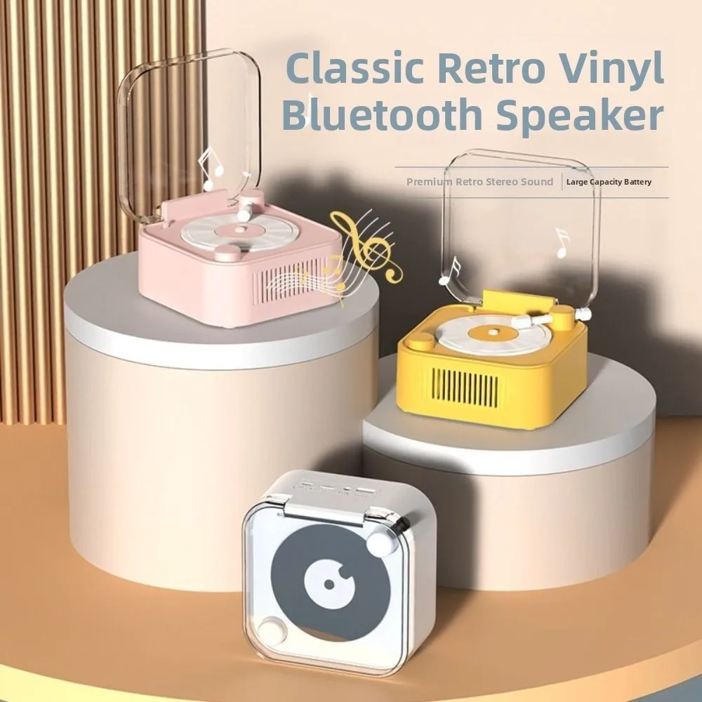 

Bluetooth 5.0 Retro Wireless Bluetooth Speaker Stereo Sound TF Card Support Vintage Vinyl Record Speaker AUX Play Hifi Sound