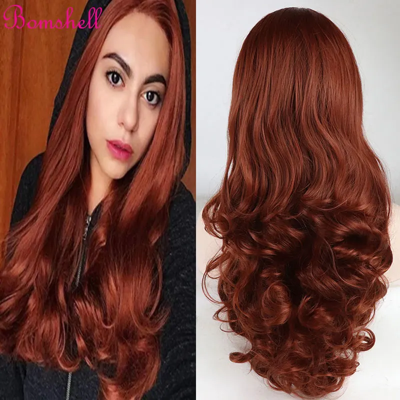 Orange Deep Wave Synthetic 13x4 Lace Front Wigs High Quality Heat Resistant Fiber Hair Natural Hairline Free Parting For Women