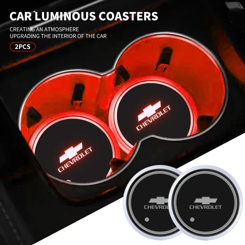 1/2 قطعة سيارة مضيئة وسادة أكواب الماء LED مصباح لتهيئة الجو لشروليه كروز لاكيتي كابتيفا SS Z71 الاعتدال Trax إمبالا سبار #1