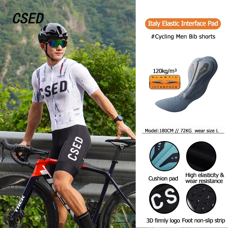 

CSED Men's Breathable Quick Dry Cycling Bib Shorts w/ Elastic Interface Pad Bicycle Riding Strap Trousers Comfortable Overalls