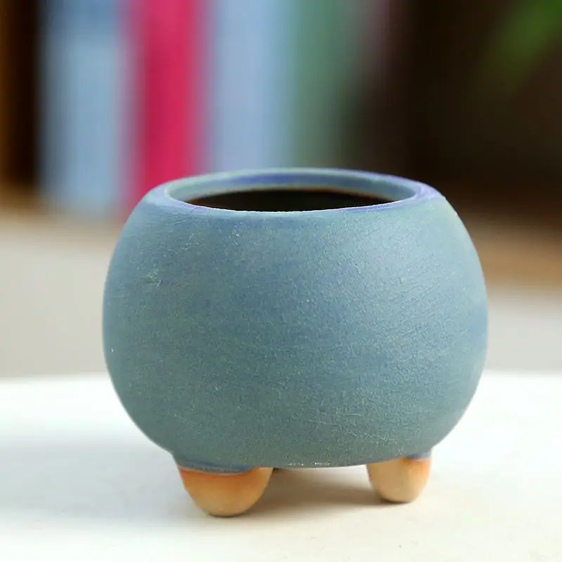 Mini Fleshy Flowerpot Ceramic，Breathable Thumb Pot Flowing，Handmade Pots Chinese Style Bonsai Training Flowerpot Ceramic Crafts