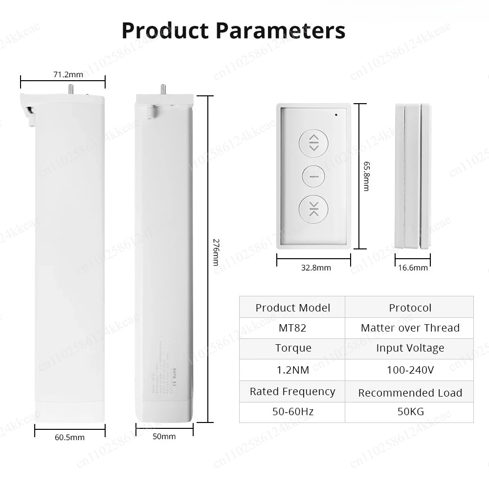 MT82 Automatic Curtain System Home App Remote Control Electric Material Cable