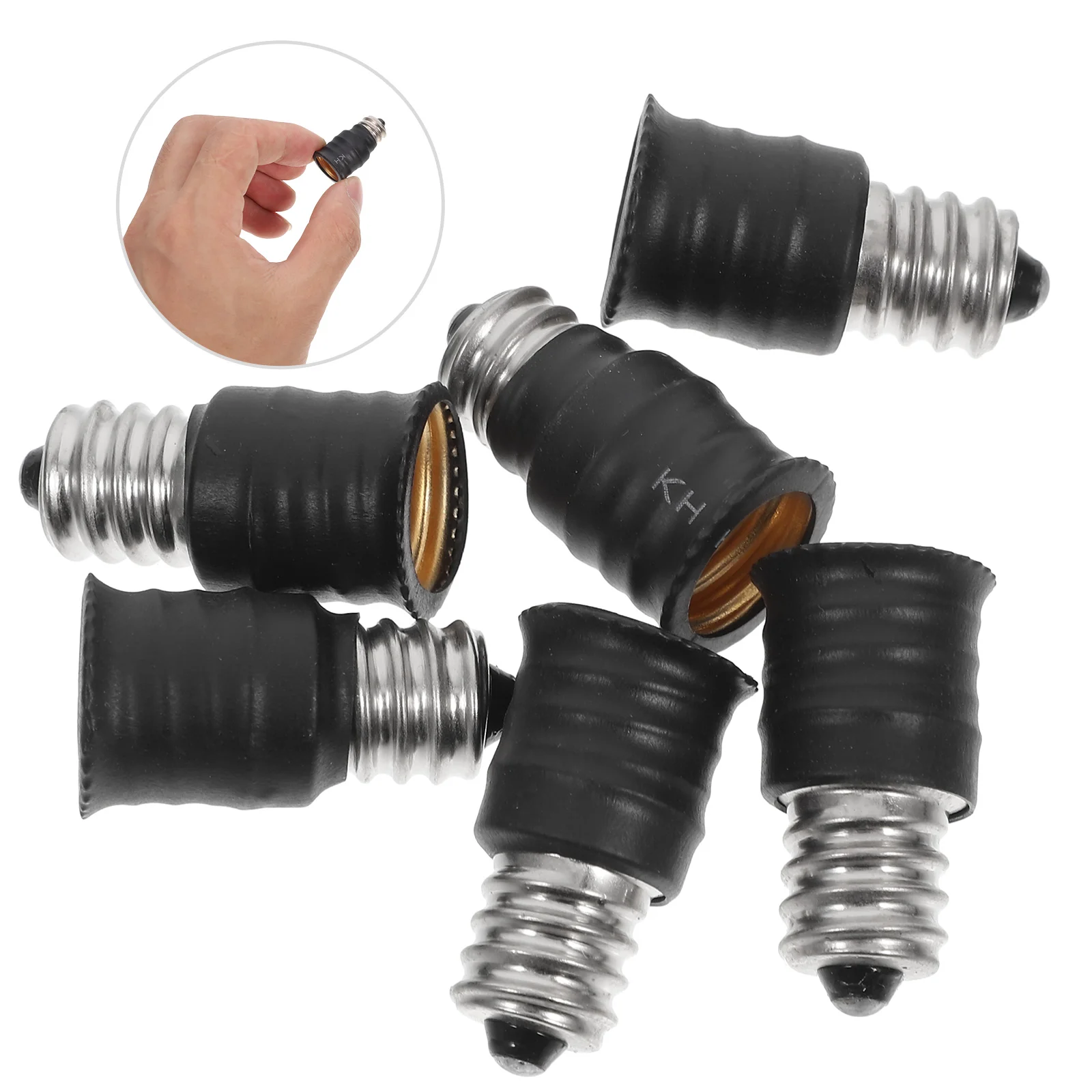 

6 Pcs Lamp Adapter Socket Replacement Black Aluminum Copper Plated Ring Light Outlet