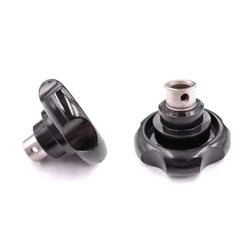 Rubber Wood Grain Corrugated Handwheel Handle With Threaded Hole Lightweight Hole