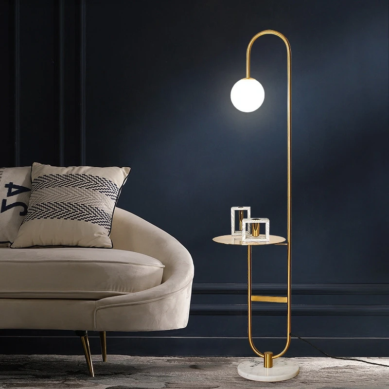 Imagem -02 - Nordic Led Floor Lamp para Home Decor Ouro Preto Mesa Redonda Lâmpada em pé Sala de Estar Sofá Luzes de Mármore Mesa de Chá