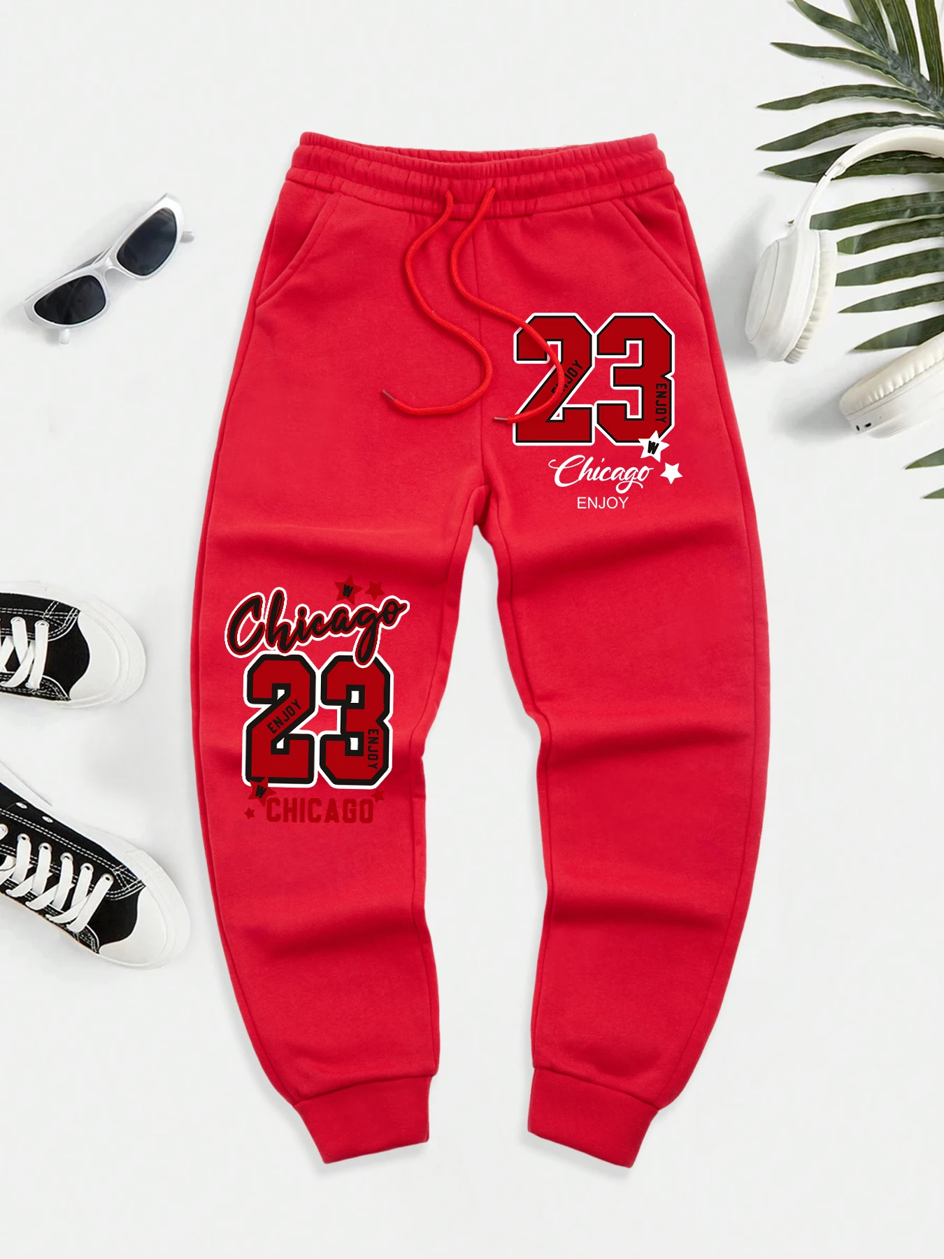 

Chicago Enjoy Number 23, мужские осенние спортивные штаны с принтом на шнурке, теплые мягкие бритвы, удобные уличные длинные брюки, флисовые брюки с карманами