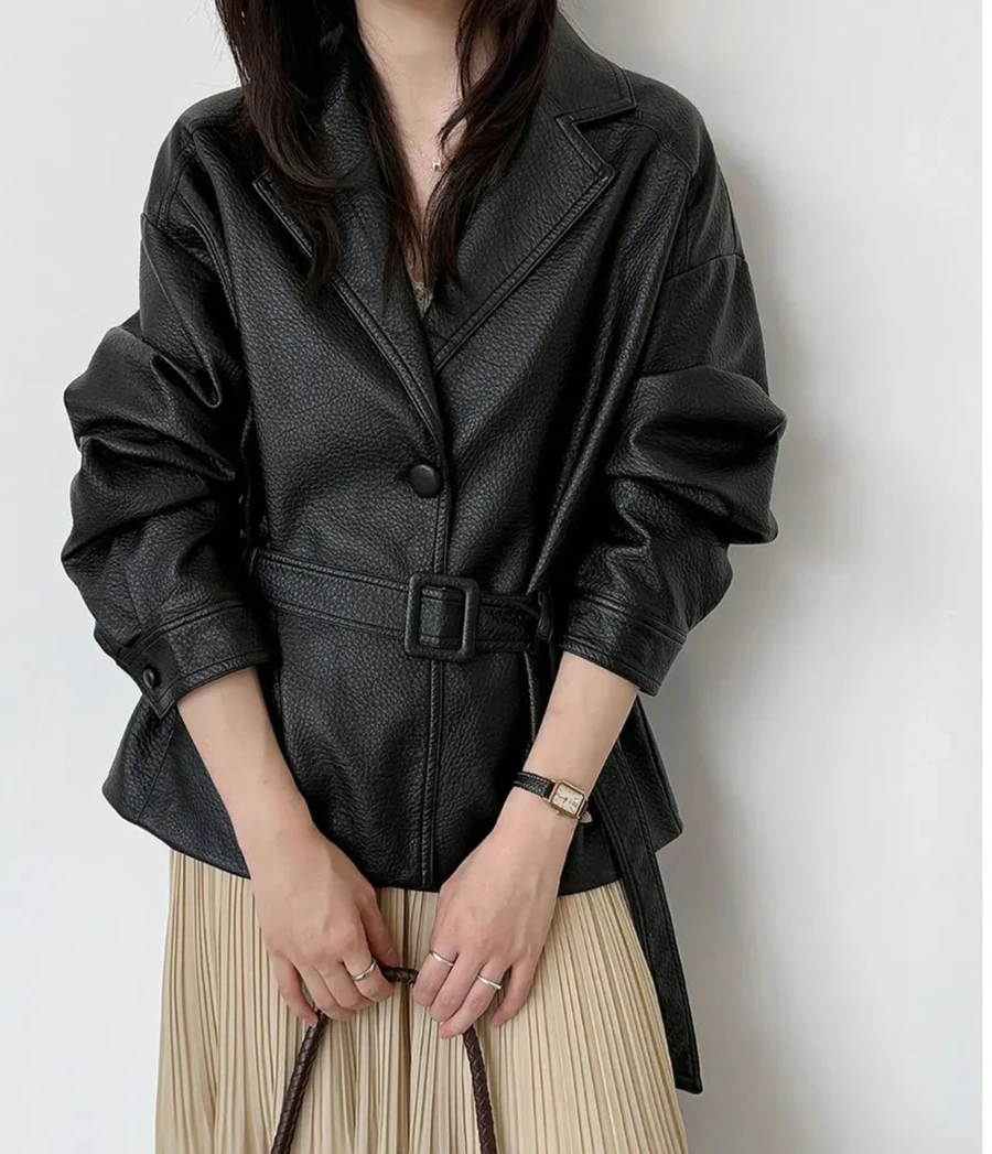 2026 Spring and Autumn Women's Leather Jacket Loose Fashion Short PU Leather Jacket