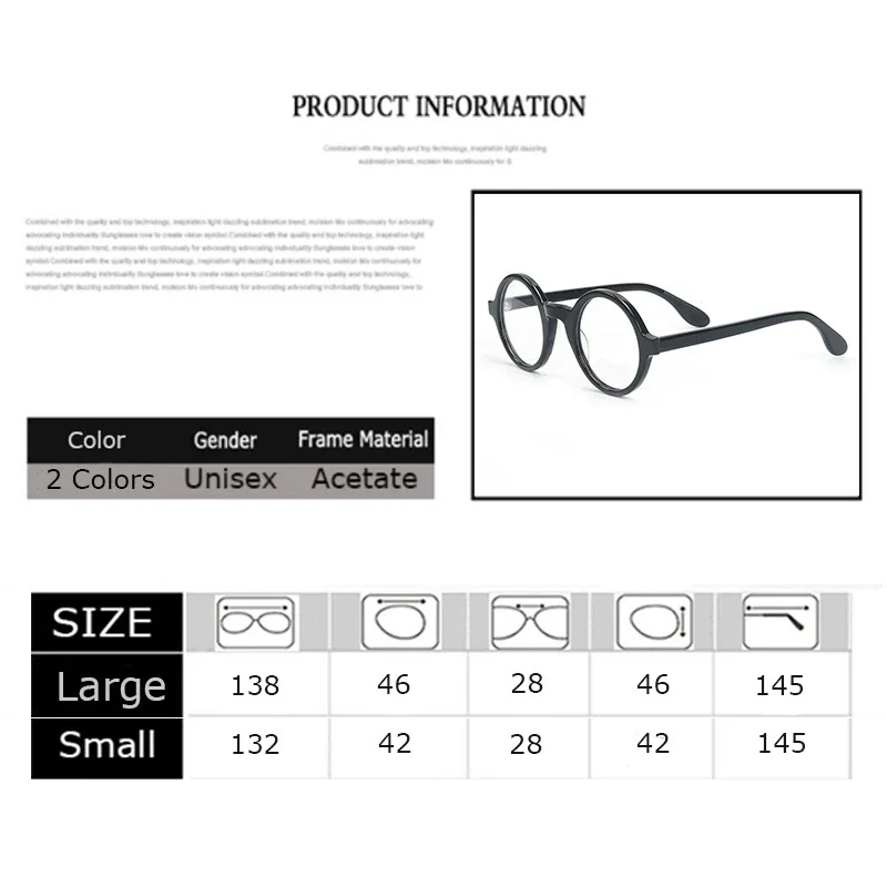 Custom Prescription Glasses Men Women Round Acetate Frame Johnny Depp ZOLMAN Photochromic Myopia Multi-focal Progressive Lens