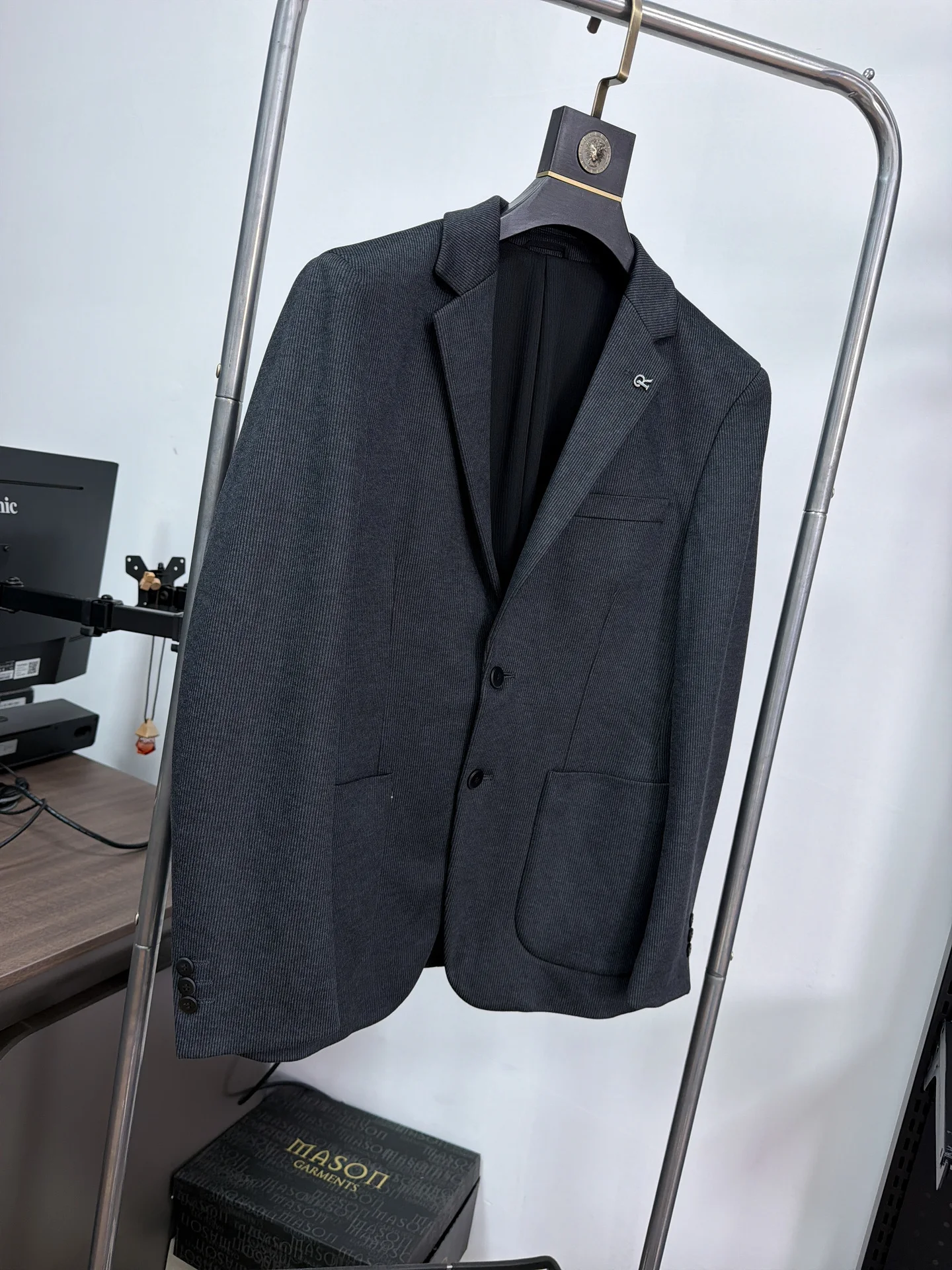 Homesick Men's Thickened Autumn Winter Suit Elastic Flannel Feel Commute Business Flat Collar Casual Suit Fashionable