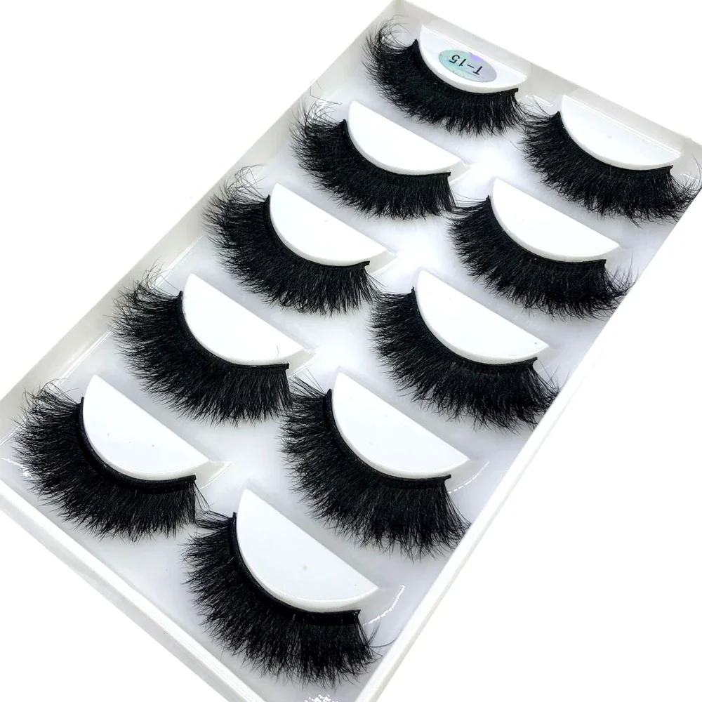 新しいつけまつげキャットアイふわふわフェイクミンクまつげ 8D うっすらとしたまつげ 5 ペアパックドラマチックな長く厚いボリュームまつげ
