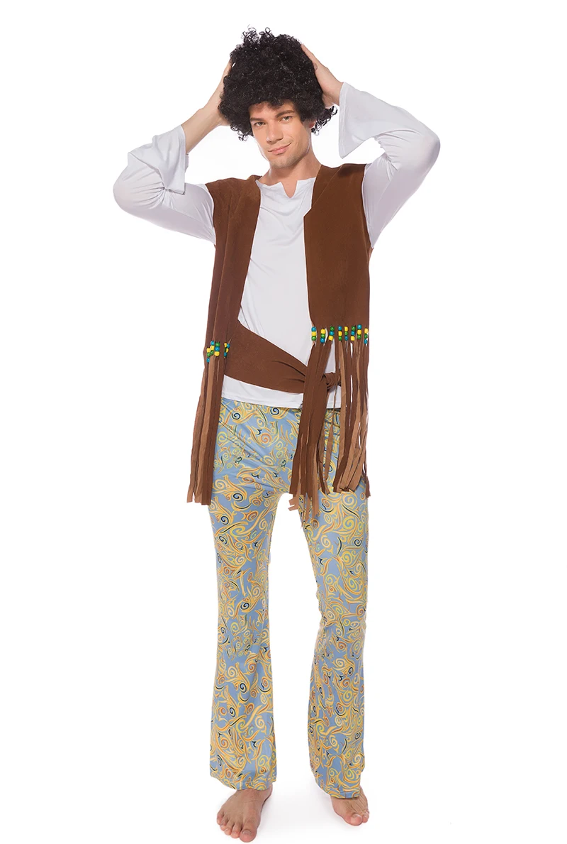 Halloween Paare Cosplay Kleidung Herren Disco Hippie Schlaghose Große Größe Retro 70er Jahre Outfit Damen Ethnisches Bühnenkostüm