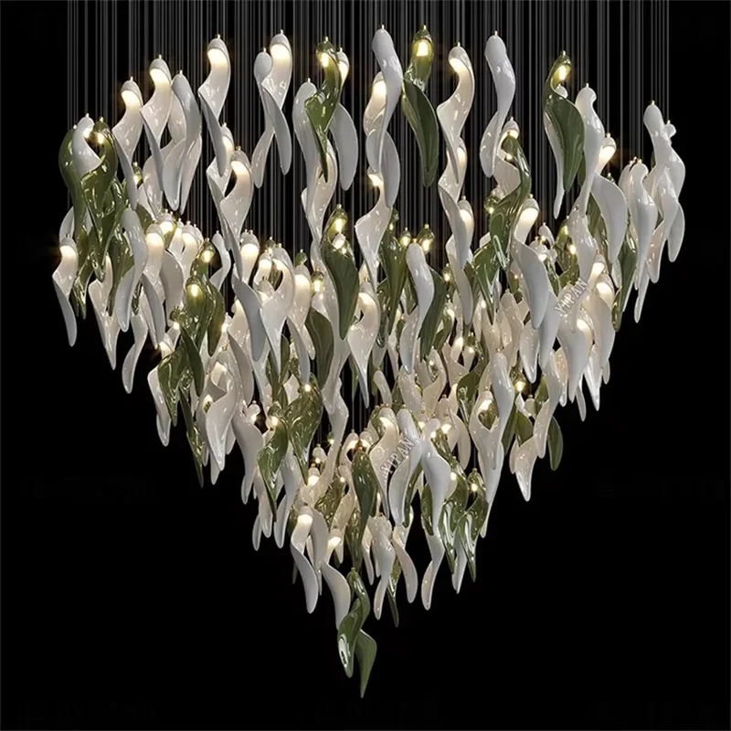 Nordic Green Custom Pendant Lamp,Spiral Metal Dimmable Fixture,Lustre Chandelier For Villa