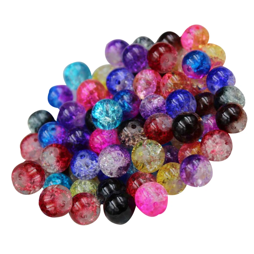 

100Pcs Crack Pattern Glass Beads Random Colorful Handmade Jewelry Accessories for DIY Bracelets Necklaces Earrings