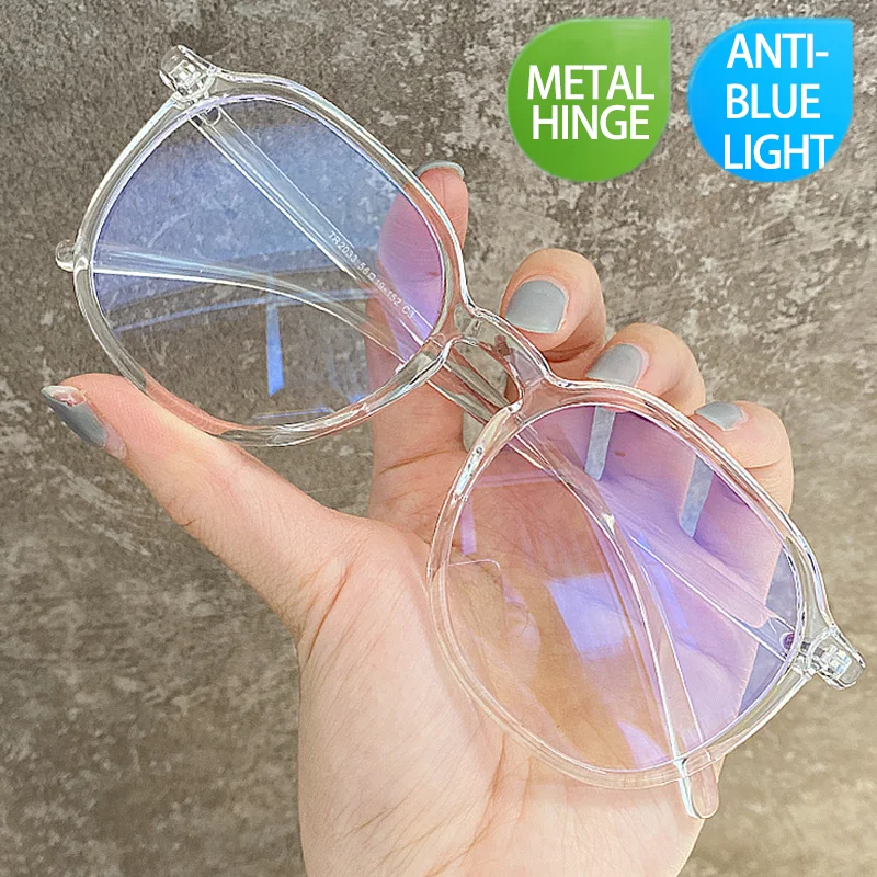 Anti-Blau-Brille, schwarzer Rahmen, flacher Lichtspiegel, Damen- und Herrenbrille mit großem Rahmen, quadratischem Brillenrahmen