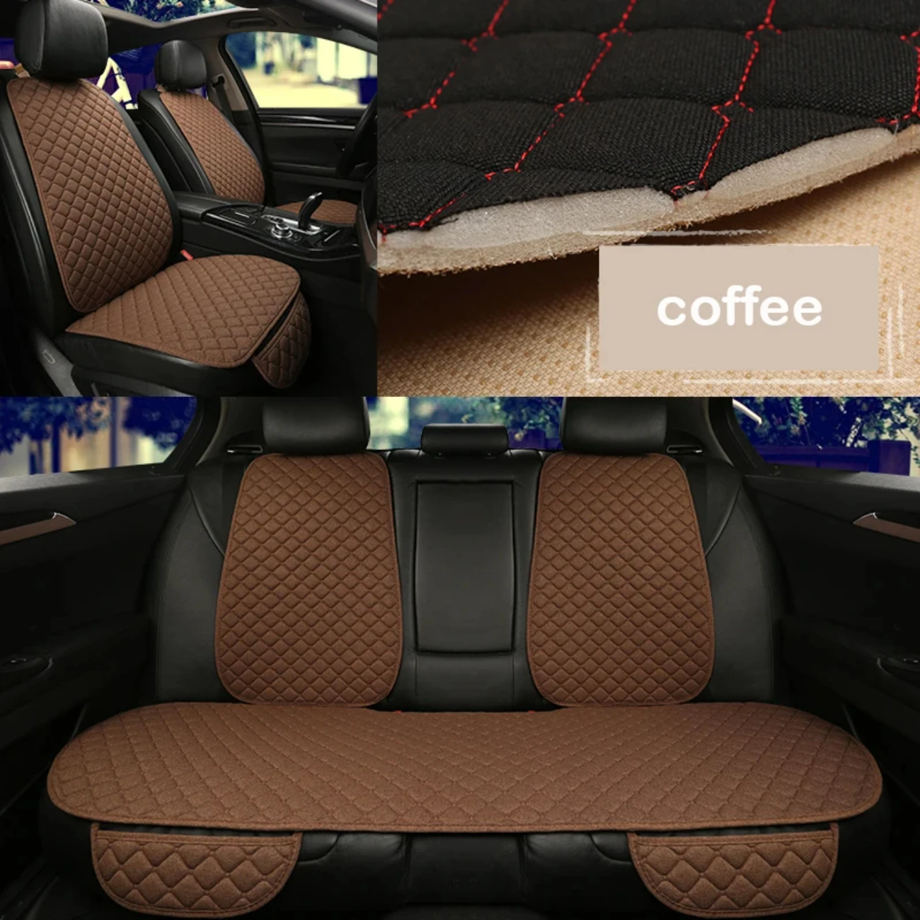 

Universal Car Seat Cover Protector Linen Front Rear Back Flax Summer Cushion Pad Mat Sedan Suv Pick-up Car Interior Accessories