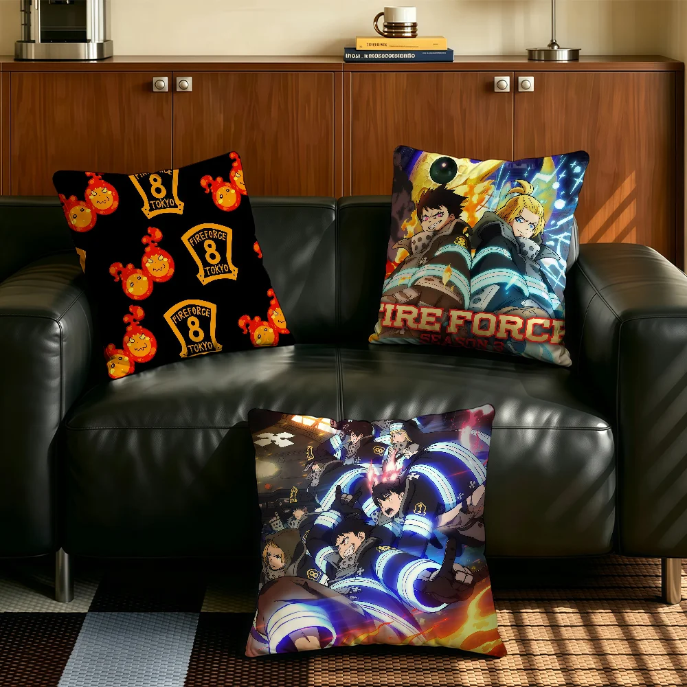 Anime Fire F-Force cushion cover Anti-dustmite Sofa Cushion Decorative Office Cover Lounge Area Indoor & Outdoor Use