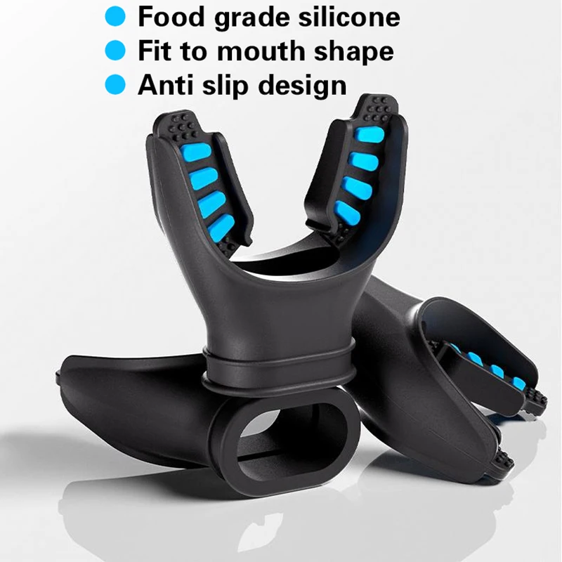 Scuba Diving Black Diving Two-Color Mouthpiece Silicone Long Bite Mask Snorkel Accessory With Regulator Lanyard