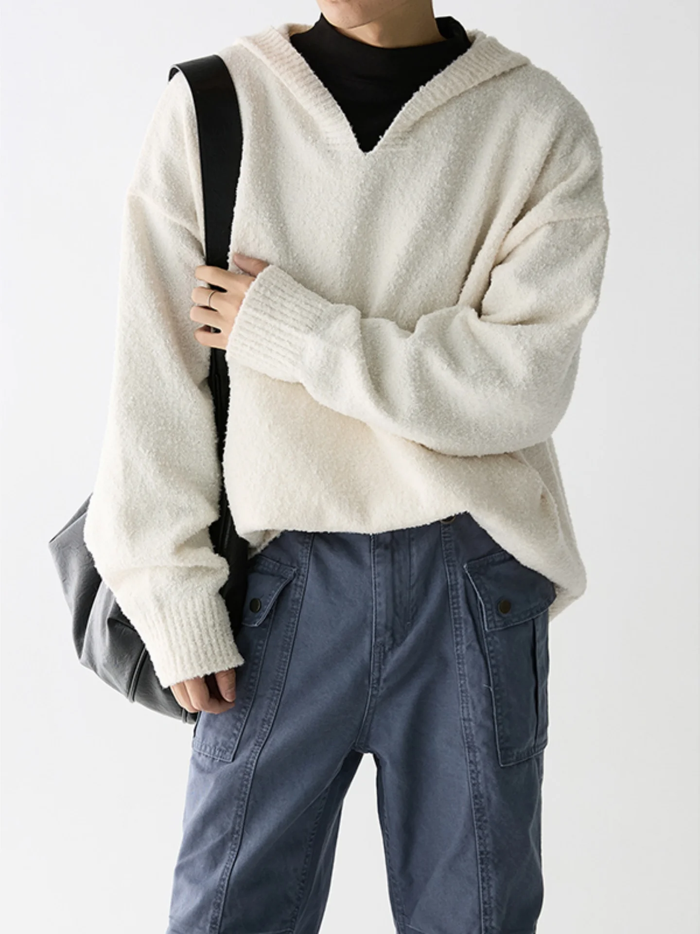 

Loose Fit Men's Knitted Hat Coat V-Ne Casual Sle Autumn Faion Comfortable Sensation Ci Walk Daily Wear Polyester Blend