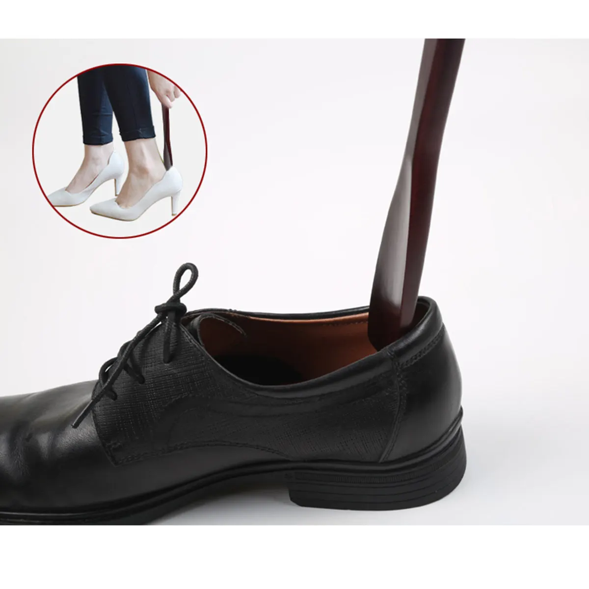 25Cm Wooden Shoehorn Ergonomic Design Easy Use Shoe Horn Tool for Men Women Seniors Red Wooden Handled Long Shoehorn