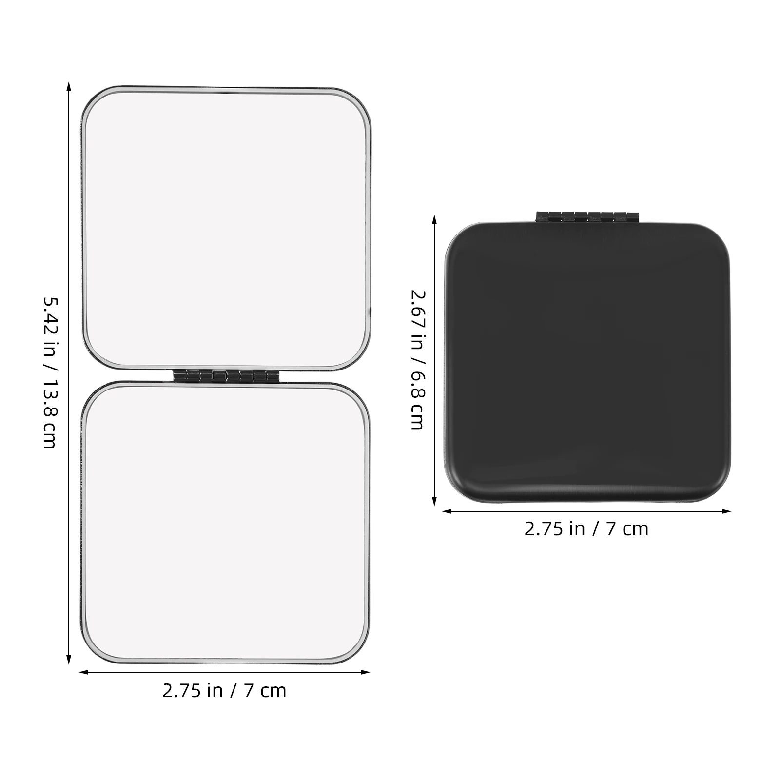 Specchio per trucco da viaggio compatto, pieghevole, bifacciale, in acciaio inossidabile, portatile, per cosmetici, per tasca portamonete, dorato