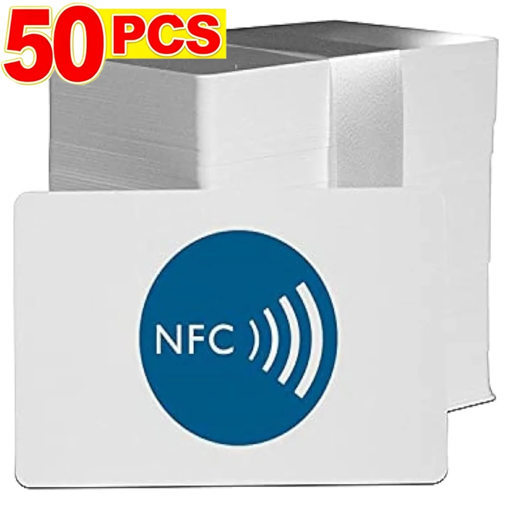 2-50PCS NFC216 NFC215 NFC213 Ntag 213 Chip TAG ISO14443A RFID PVC White Cards for All NFC Android IOS Phone Blank PVC Keycard
