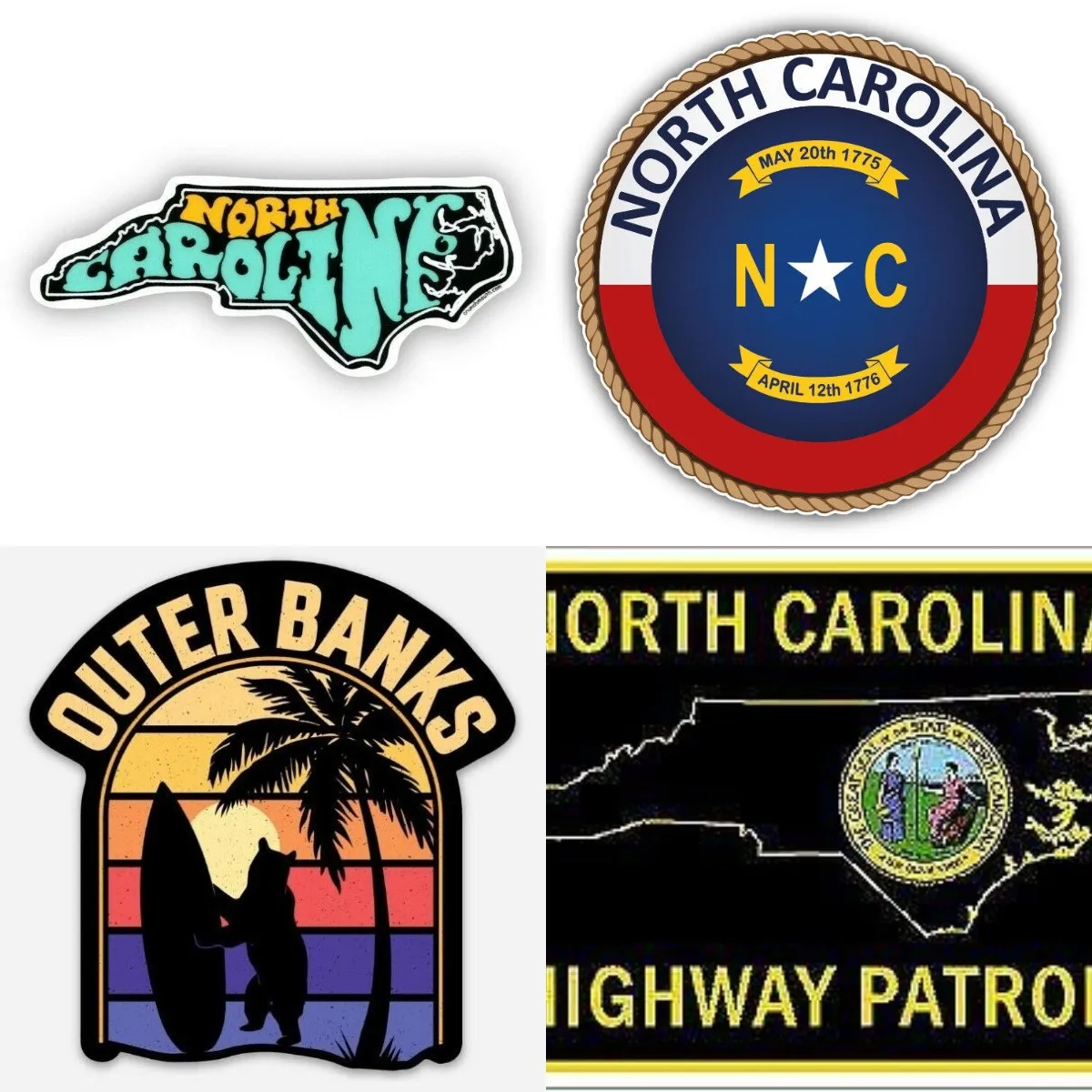 

North Carolina USA State Retro Vintage Vinyl Sticker Car Bumper Decal Motorcycle Laptop Skateboard Vinyl Window Wall