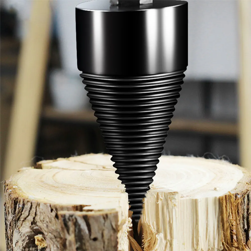 Firewood Log Splitter Drill Bit with Round Square Hexagon Handle Heavy Duty Drill Screw Cone Driver for Electric and Hand Drills