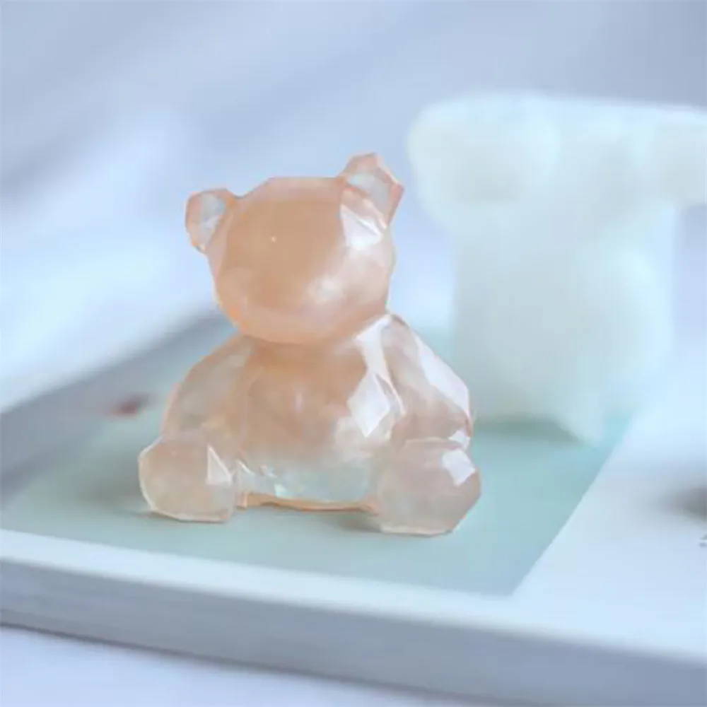 DIY Geometric Bear Silicone Mold Cute Bear Fondant Craft Mirror Mould DIY Craft Jewelry Pendant Epoxy Resin Tool 2023 New